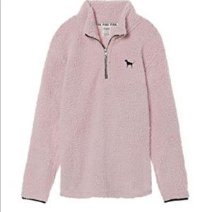 VS Pink Sherpa boyfriend quarter zip medium NWT